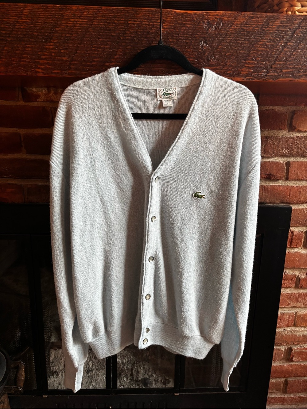 Vintage Izod Lacoste Light Blue Cardigan Sweater | USA Made Croc Logo